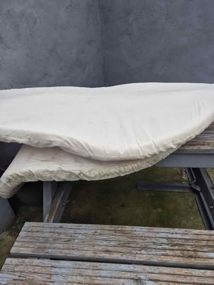 Photo of free 2 semi cirlce out door cushions (Medway/kent) #4