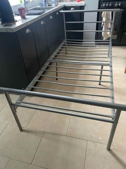 Photo of free Grey metal single bed frame (Whitefield (M45)) #1