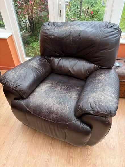 Photo of free Recliner chair well worn leather (Shirley B90) #1