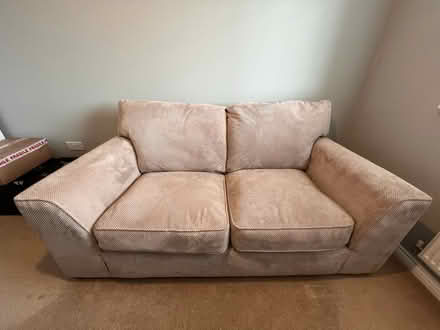Photo of free 2 Seater Beige Corduroy Sofa (Kinglassie KY5) #1