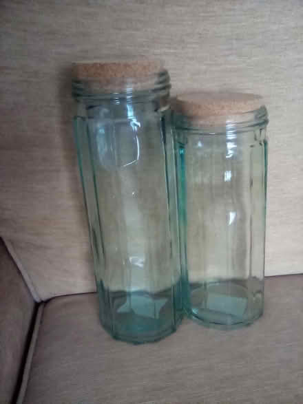 Photo of free 2 large, heavy storage jar with cork lids. (Cliftonville CT9) #1