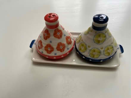 Photo of free Salt and pepper shakers, ref and blue ceramic (Amersham Common HP7) #1