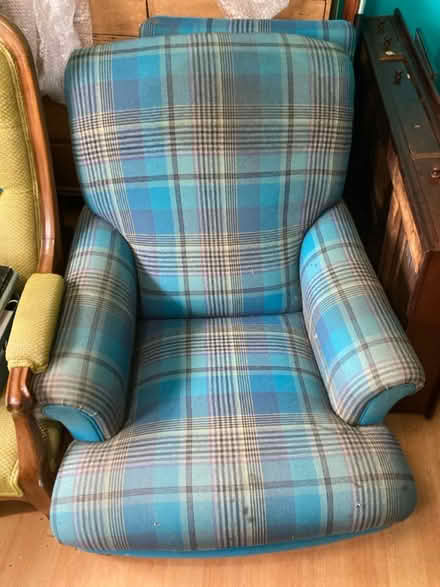 Photo of free Blue chair and footstool (Cheadle Hulme SK8) #1