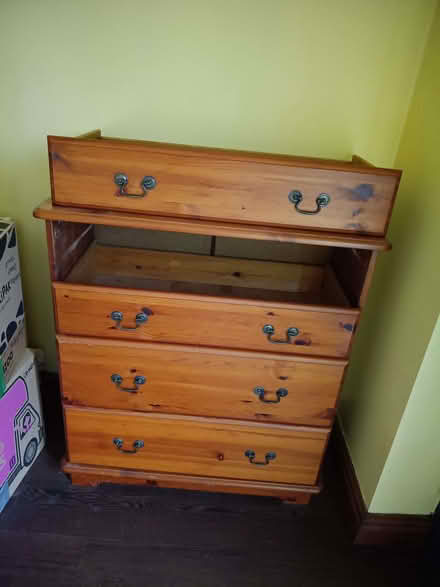 Photo of free (Damaged) Pine chest of drawers (Normanton Springs S12) #2