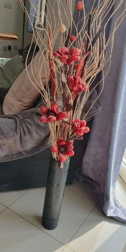 Photo of free Black vase with flowers (Fenlake MK42) #1