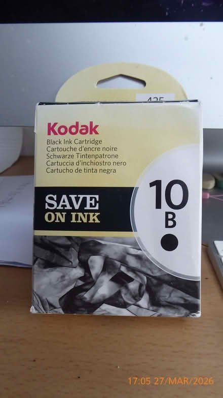 Photo of free Kodak ink cartridge Black.425 / 10B (Marazion TR17) #1