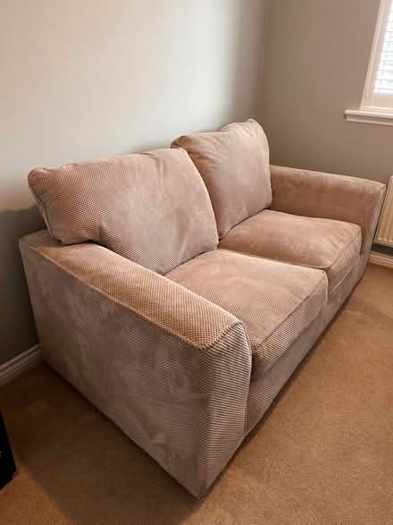 Photo of free 2 Seater Beige Corduroy Sofa (Kinglassie KY5) #3