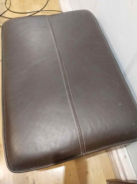 Photo of free Brown leather pouffe (Leytonstone, E11) #2