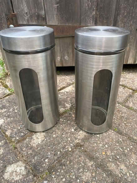 Photo of free 2 glass & metal food canisters with viewing windows. (Cogges OX28) #1