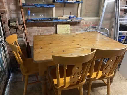 Photo of free Wooden Table with four chairs (Saltdean) #1