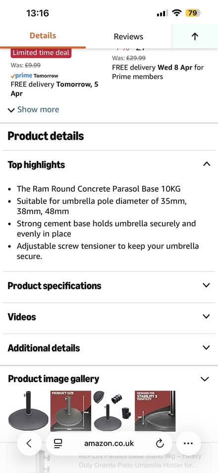 Photo of free Parasol Base (Earlsfield SW18) #1