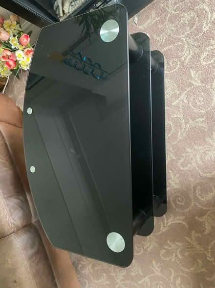 Photo of free Black glass tv stand (Whitby CH65) #1