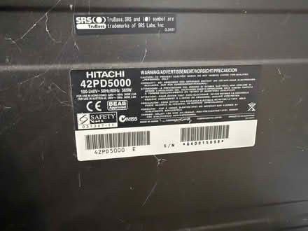 Photo of free Hitachi 42 inch Plasma TV 42PD5000 (TN24) #2