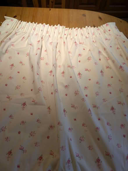 Photo of free Cream Curtains with pink flowers, and poles with fittings (Summerlands LA8) #1