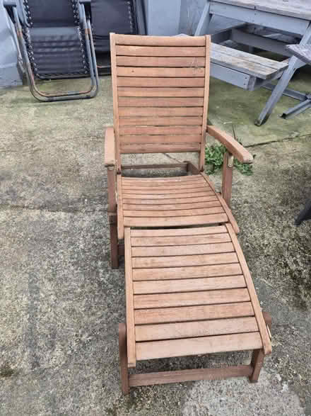 Photo of free Wooden garden recliner chair (Medway/kent) #1