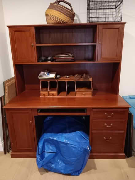 Photo of free Teak Desk with Hutch 30 x 60 (Reston) #1