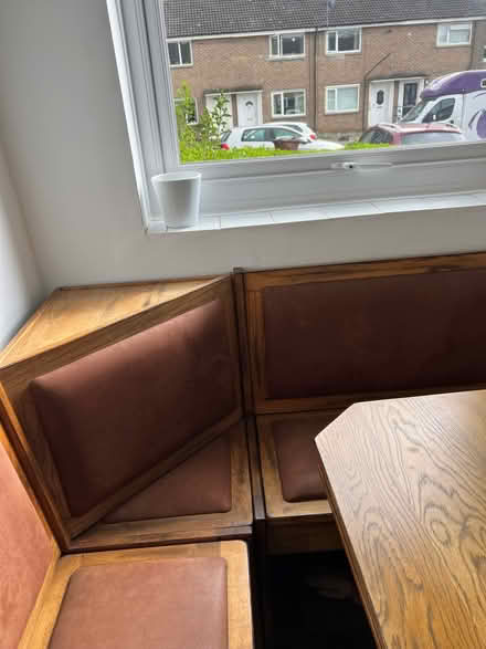 Photo of free Wooden L -Shaped Bench & Matching table (Wetherby LS22) #2