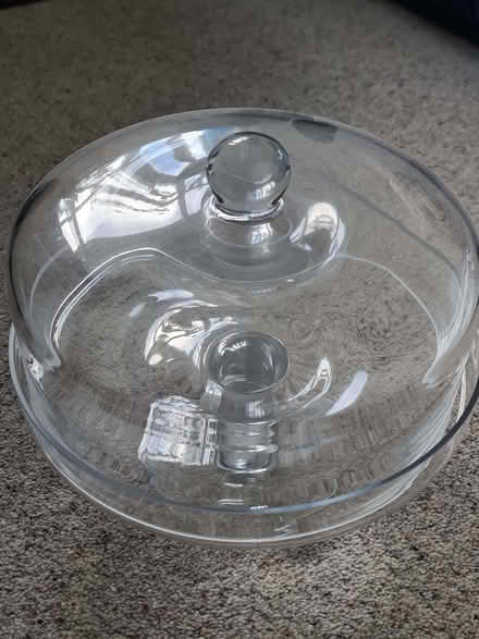 Photo of free Glass cake stand - with small crack (Bisley Old Road GL5) #1
