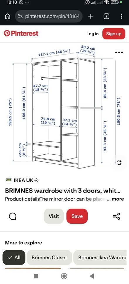 Photo of free ikea brimnes 3 door wardrobe (Kidbrooke) #3