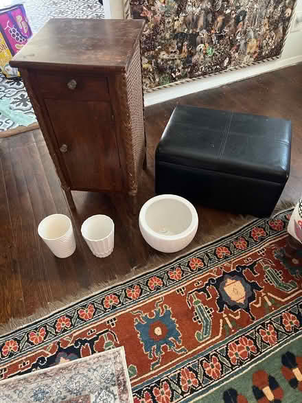 Photo of free Side table, ottoman, flower pots (1028 17th St, Santa Monica) #1