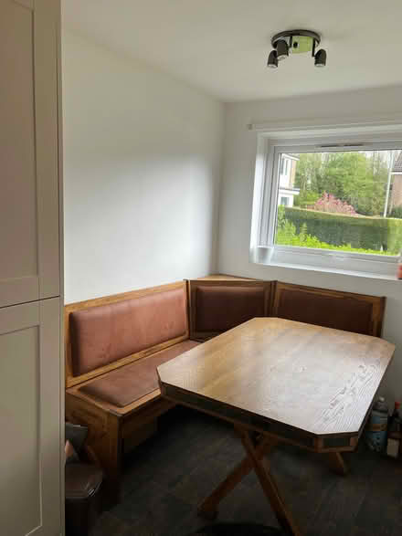 Photo of free Wooden L -Shaped Bench & Matching table (Wetherby LS22) #3