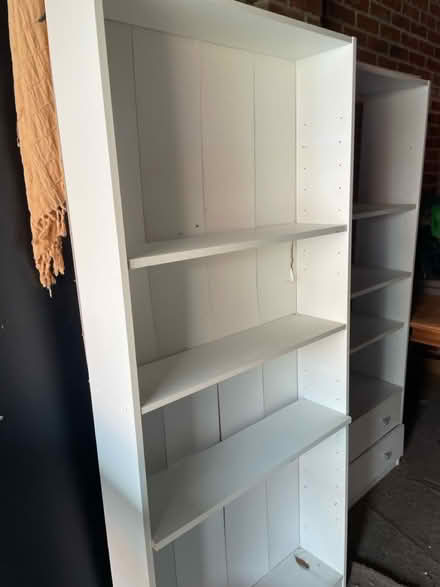 Photo of free Tall wood shelves (loughborough) #1
