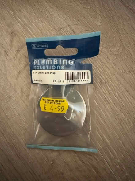 Photo of 1 3/4” Chrome Sink plug (West Hampstead NW6) #1