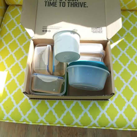 Photo of free Small box of plastic storage boxes, various sizes (Bampton OX18) #1