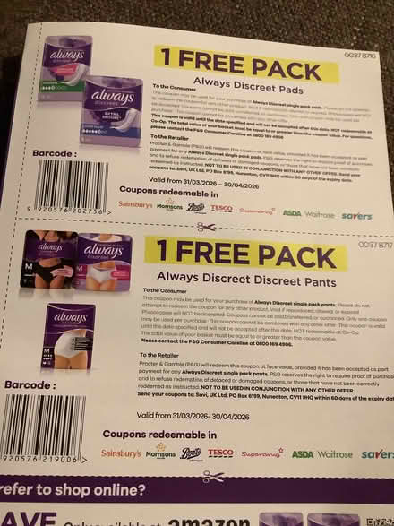 Photo of free Coupons for always discreet (Caton LA2) #1