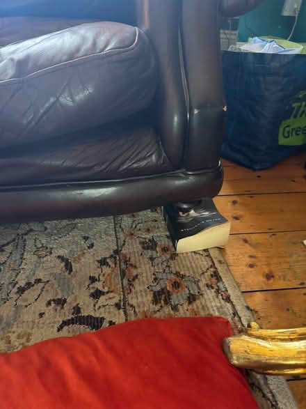 Photo of free Brown leather sofa - 6 ft wide (Rathgar) #2