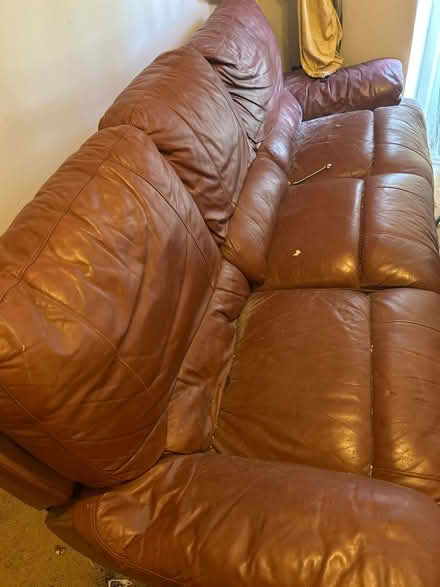 Photo of free Old leather sofa (Basingstoke RG21) #1