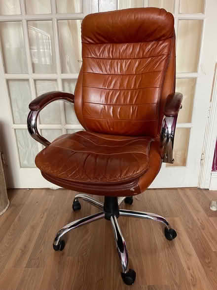 Photo of free Brown faux leather office chair (see description) (Chorley PR6) #1