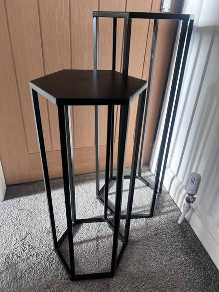 Photo of free X2 black hexagon side tables ASAP GONE (Black Lane M26) #2