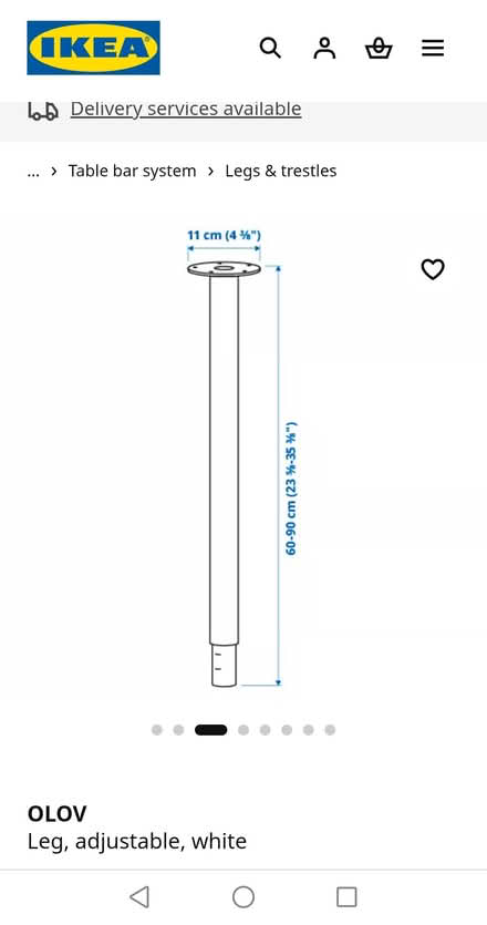 Photo of free Ikea Olov leg(1) adjustable 60-90cm (Dublin 1) #1