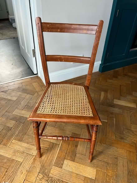 Photo of free wicker seat chair (needs repair) (CB2) #1