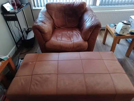 Photo of free Leather armchair and stool (Tiverton EX16) #2