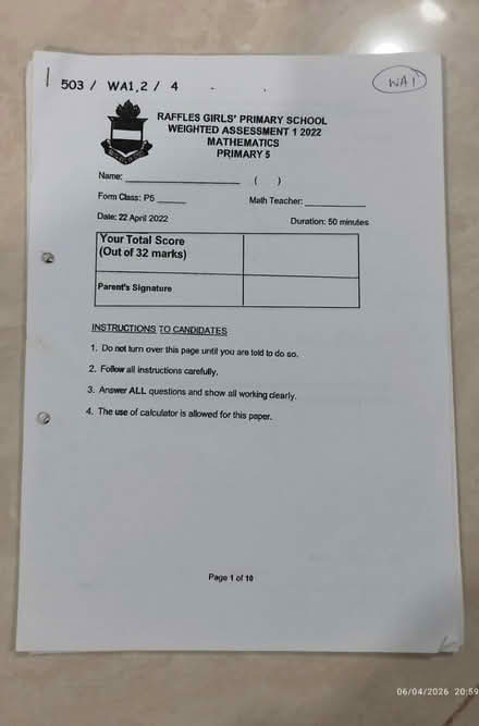 Photo of free P5 past year papers (Tpy) #2