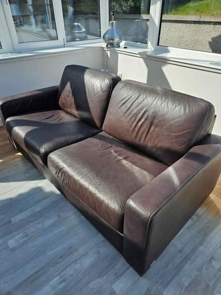 Photo of free Chocolate brown leather sofa (Aberdeen) #1