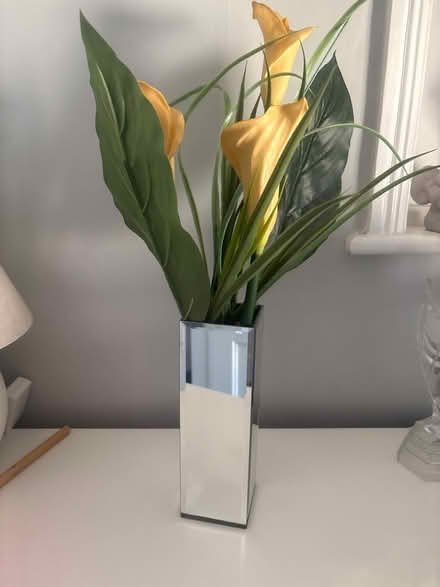 Photo of free Faux lilies in a mirrored vase (SW11 Battersea) #1