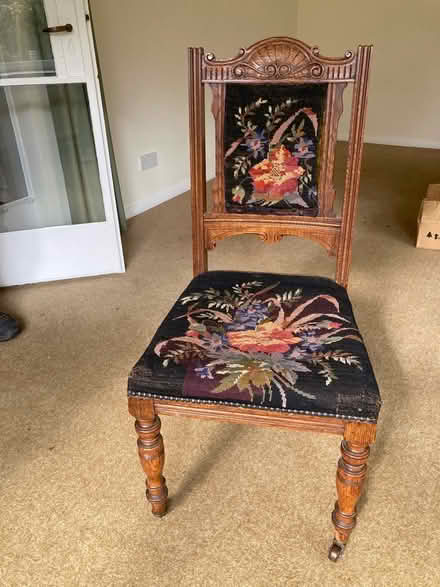 Photo of free Wooden upholstered chair (Netherton) #2