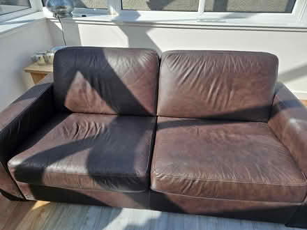 Photo of free Chocolate brown leather sofa (Aberdeen) #2
