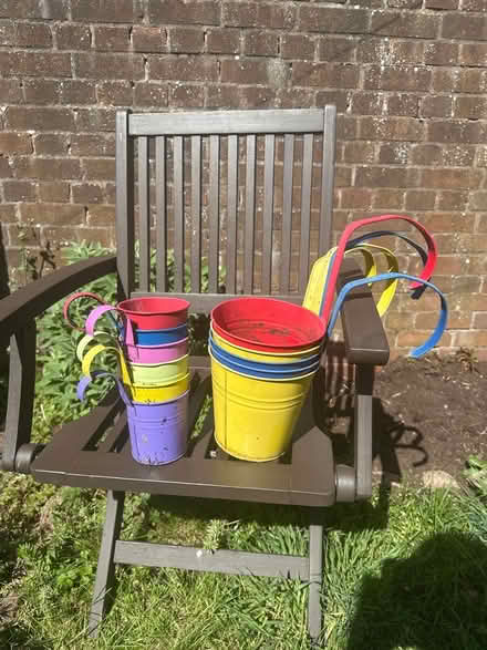 Photo of free Colourful metal hanging plant pots (Chichester PO19) #1