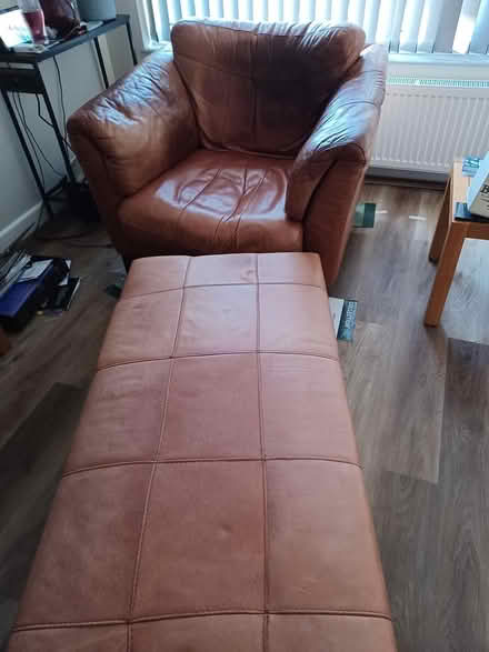 Photo of free Leather armchair and stool (Tiverton EX16) #1