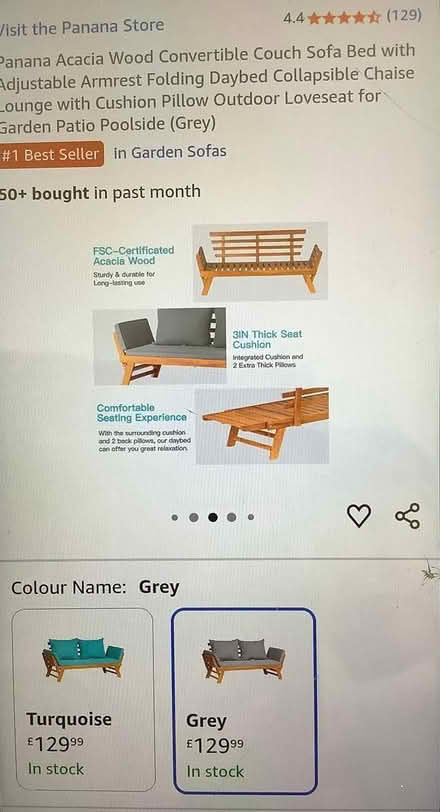 Photo of free Wooden convertible garden sofa (Kingsbury B78) #2