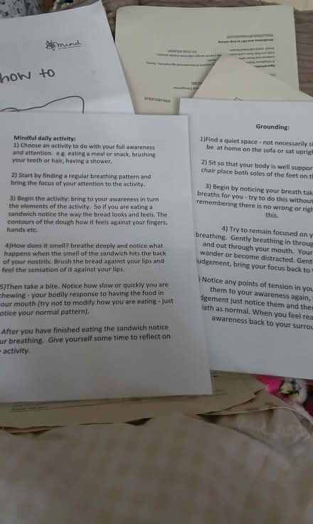 Photo of free mindfulness techniques & managing anxiety & stress handouts (Lewisham SE13) #2