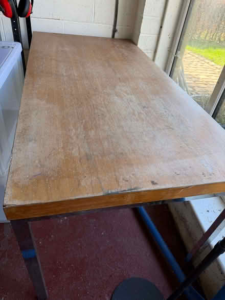 Photo of free Large garage table with metal legs (Dutton PR3) #1