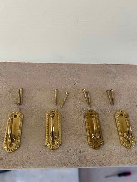Photo of free 4 ornate brass hooks for curtain tiebacks (North Woodchester GL5) #1