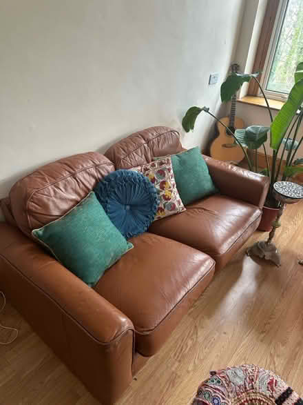 Photo of free Brown leather sofa (BS3) #1