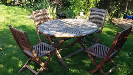 Photo of free Garden table + 4 chairs (Near Shirley) #1
