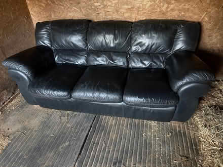 Photo of free Black Leather Sofa (Hoxne IP21) #1